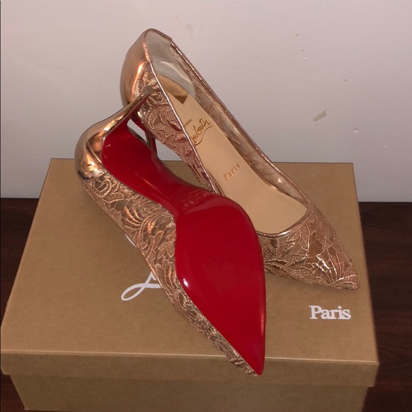 Christian Louboutin Follies Lace 85 Rete- Gold - Picture 3 of 8